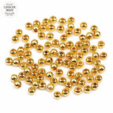 LINSOIR 50pcs Round Copper Beads 4-6mm Spacer Loose Beads for DIY Bracelets