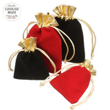 10Pcs Red/Black Velvet Drawstring Pouch Jewelry Storage Bag