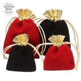 10Pcs Red/Black Velvet Drawstring Pouch Jewelry Storage Bag