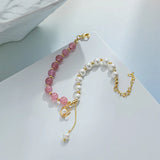 Shell Pearl & Strawberry Quartz Bracelet for Women