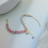 Shell Pearl & Strawberry Quartz Bracelet for Women
