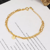 Silver Double Layer Lucky Round Bracelet Women Girl Unique