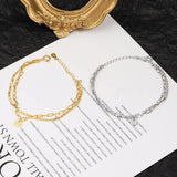 Silver Double Layer Lucky Round Bracelet Women Girl Unique
