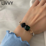 Green Crystal Bracelet Unique Retro Light Jewelry Gorgeous Gift