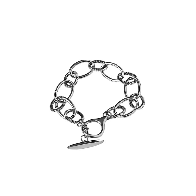 Minimalist Silver Thick Chain Bracelets For Women Retro Temperament Jewelry