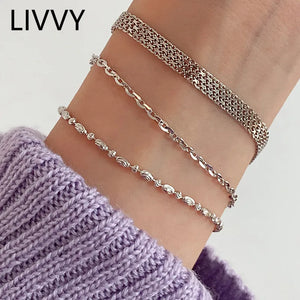 Silver Hollow Round Chain Bracelet for Women Birthday Jewelry