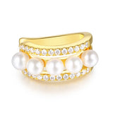 Retro Pearl Ear Clip Earrings with Zircon