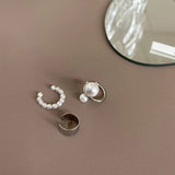 3pcs Silver Pearl Ear Cuff Clip Earrings for Women