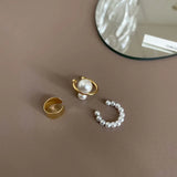 3pcs Silver Pearl Ear Cuff Clip Earrings for Women