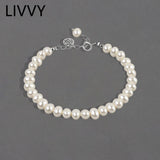 Silver Classic Pearl Pendant Bracelet for Woman Lucky Anniversary Gift