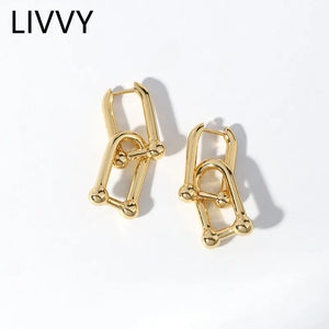 Silver Double U Shape Earrings for Women Stylish High Jewelry Party Gift