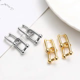 Silver Double U Shape Earrings for Women Stylish High Jewelry Party Gift