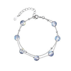 Moonstone Round Bead Chain Bangle - High-end Party Jewelry