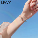 Moonstone Round Bead Chain Bangle - High-end Party Jewelry