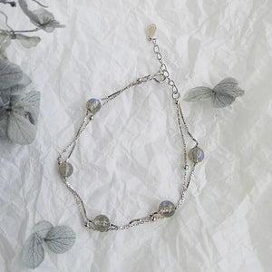 Moonstone Round Bead Chain Bangle - High-end Party Jewelry