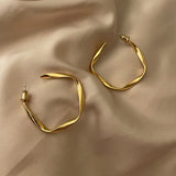 Silver Irregular Twisted C-Shaped Large Thick Earrings For Women