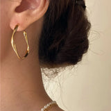 Silver Irregular Twisted C-Shaped Large Thick Earrings For Women