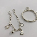 Silver Lock Smiling Face Bears Ball Pendant Bracelet for Women