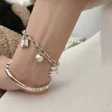 Silver Lock Smiling Face Bears Ball Pendant Bracelet for Women