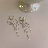 Silver Heart-Shaped Tassel Earrings for Women