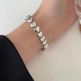 Silver Love Heart Chain Bracelet Couples Bangles Jewelry Gift