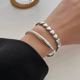 Silver Love Heart Chain Bracelet Couples Bangles Jewelry Gift