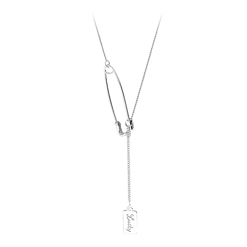 Silver Rectangle Pendant Necklace for Women Girls