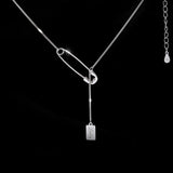 Silver Rectangle Pendant Necklace for Women Girls
