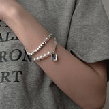 Silver Polygonal Beads Bracelet for Women