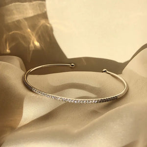 Silver Zircon Inlaid Opening Bracelet for Women