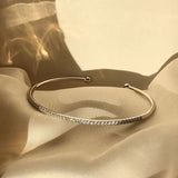 Silver Zircon Inlaid Opening Bracelet for Women