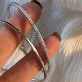 Silver Zircon Inlaid Opening Bracelet for Women