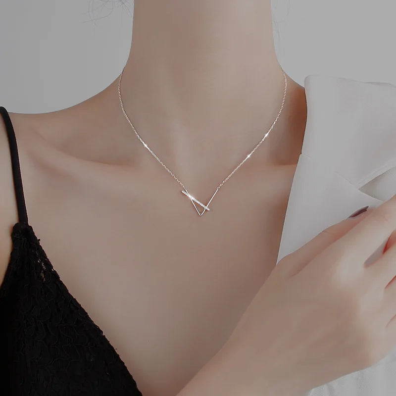 V-Shaped Geometric Clavicle Chain Necklace Zircon Jewelry Gift
