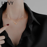 V-Shaped Geometric Clavicle Chain Necklace Zircon Jewelry Gift