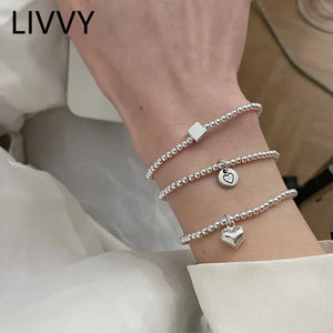 Silver Smiling Face Heart Pendant Bracelet for Women