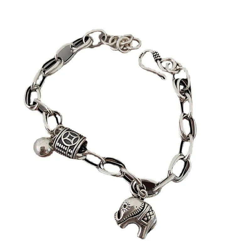 Silver Vintage Elephant Animal Ball Bracelet Women Couple Party Jewelry