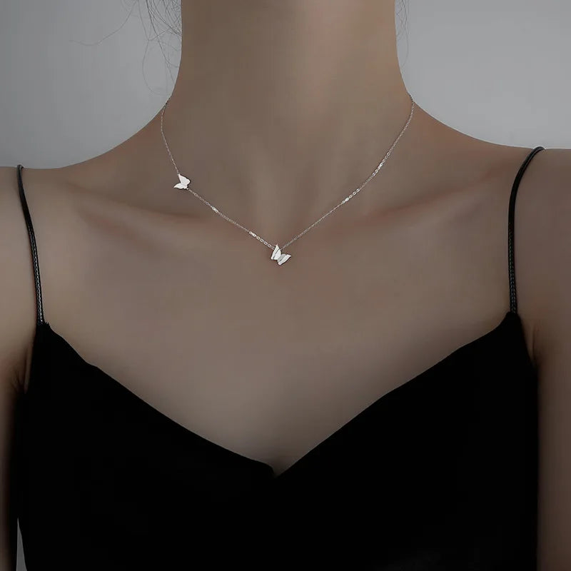 Silver Butterfly Necklace for Women Wedding Party Jewelry