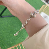 Silver U-Shape Chain Love Heart Bracelet Unique Romantic Jewelry