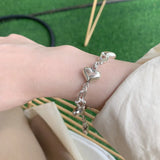 Silver U-Shape Chain Love Heart Bracelet Unique Romantic Jewelry