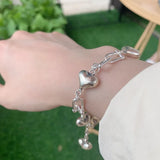 Silver U-Shape Chain Love Heart Bracelet Unique Romantic Jewelry