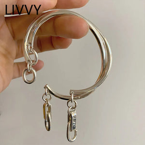 Silver Unique Retro Lock Knot Hook Chain Bracelet Women Personality