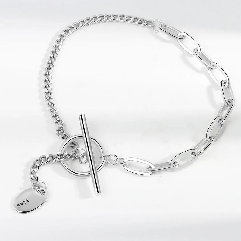 Silver Vintage Geometric Chain Stitching Bracelet