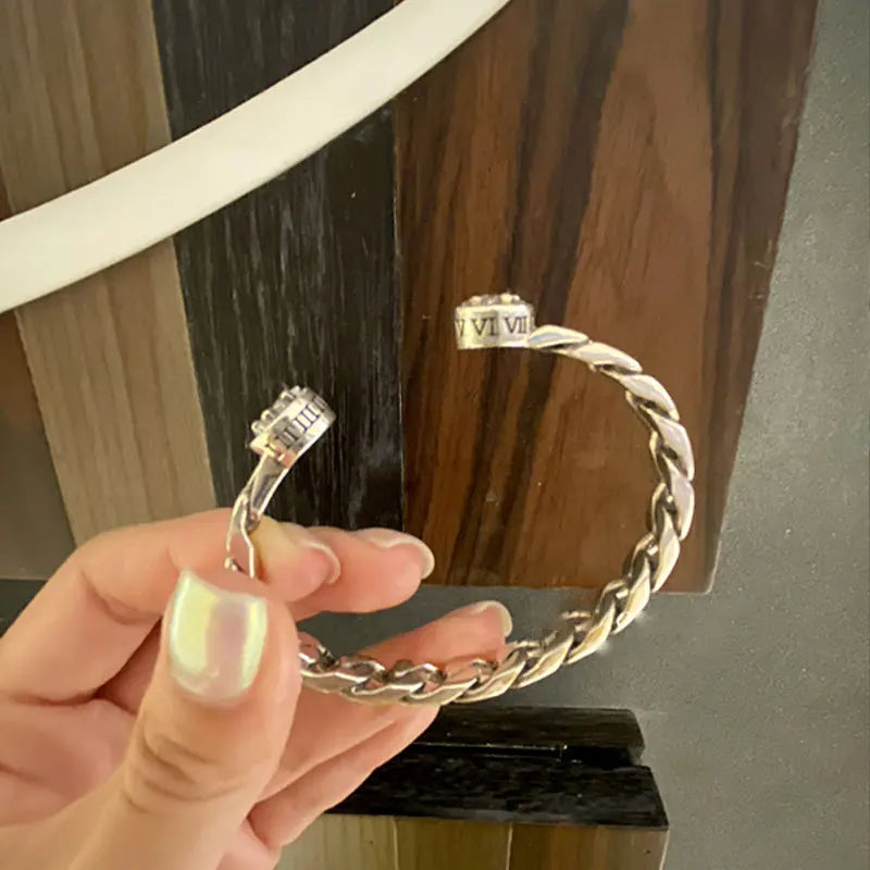 Star Zircon Round Roman Digital Bracelet Woman Vintage Minimalist