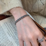 Thai Silver Bracelets for Women Vintage Rose Flowers Design