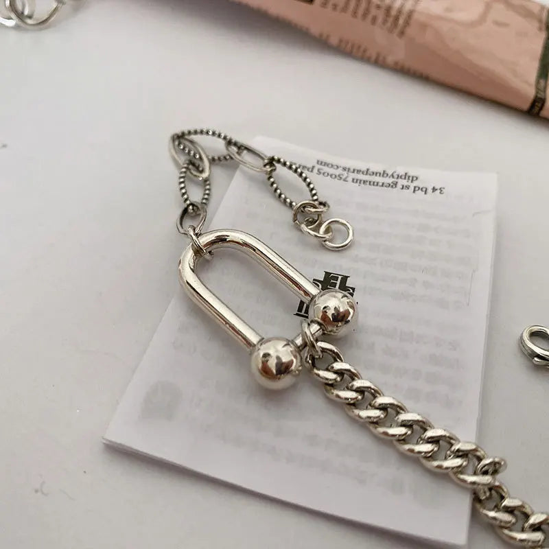 Thai Silver C-Shape Bracelet For Women Vintage Punk Unique Party Jewelry