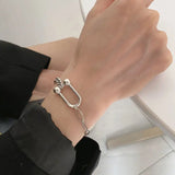 Thai Silver C-Shape Bracelet For Women Vintage Punk Unique Party Jewelry