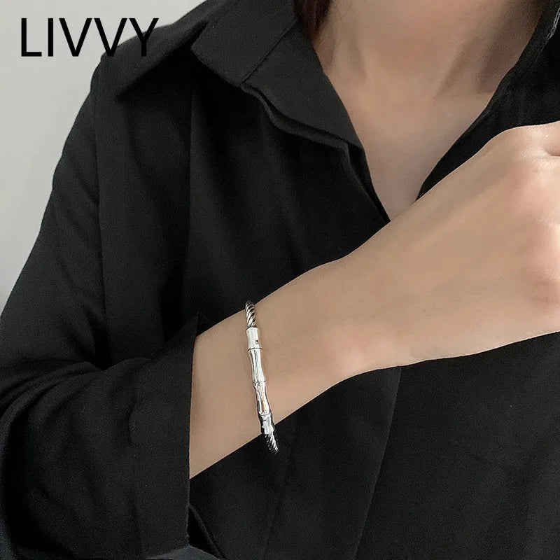 Vintage Handmade Silver Bracelets for Women Party Jewelry