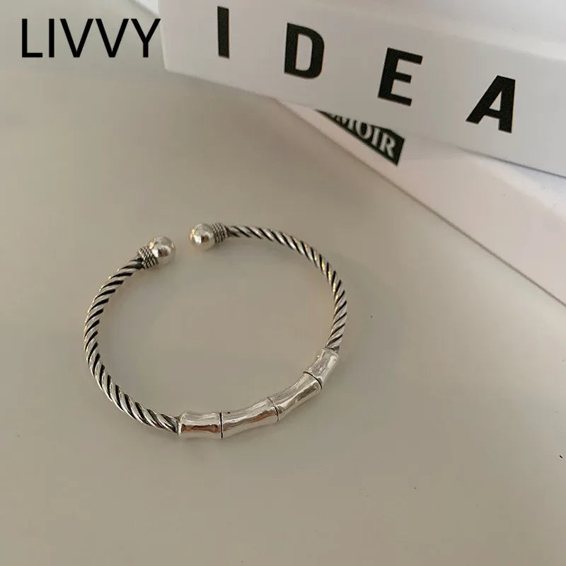 Vintage Handmade Silver Bracelets for Women Party Jewelry