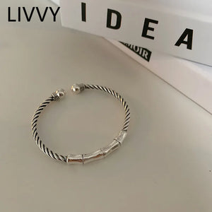 Vintage Handmade Silver Bracelets for Women Party Jewelry