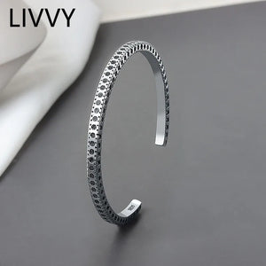 Vintage Silver Bracelet Geometric Jewelry for Birthday Party